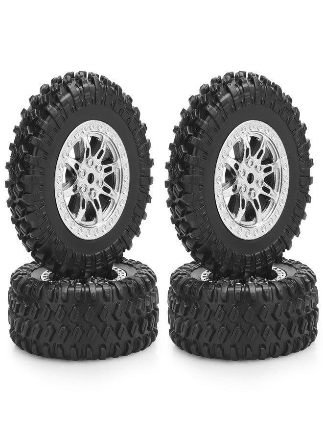 daitoku 1/12 RC Car Tires and Wheels, daitoku RC Rubber Tires for 1/12 WPL B14 B24 C14 C24 MN D90 D91 D96 D99 - Style B (Silver) - Image 1